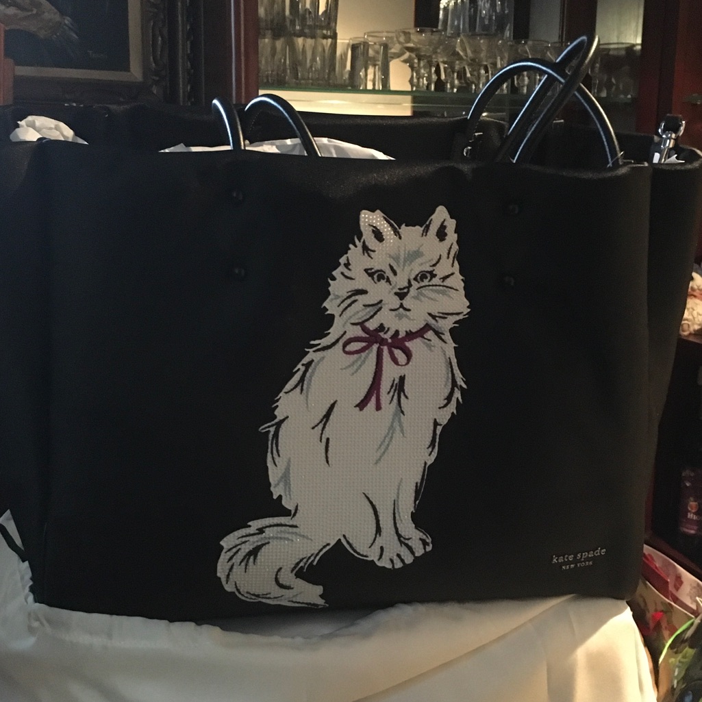 Kate Spade Black Tote With Cat Design Cat